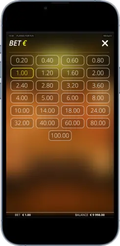 Mental 2 slot bet selection screen showing available stake options before starting the spin in New Zealand