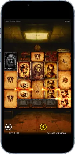 Mental 2 slot main game screen with spin button pressed to start a new round in NZD mode